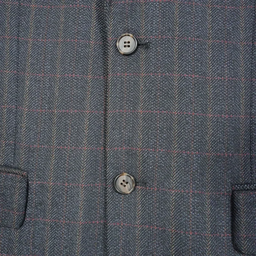 Pendleton 42R Men's Wool Sport Coat Charcoal‎ Gray Herringbone Plaid Checked
